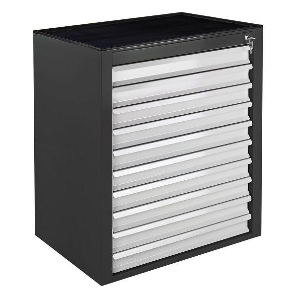 ADB Schubladenschrank "MAMMUT" Maxi 10 Schubladen mit Aufkantung, Anthrazitgrau/Lichtgrau, 24804