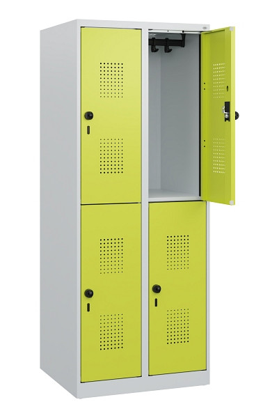 C+P Doppelstöckiger Spind Evolo PLUS, 4 Fächer, 1530x600x500mm, 7035/0024, Drehriegel, 0493005-20 S10015