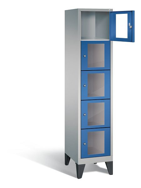 C+P Schließfachschrank Classic, H1850xB420xT500mm, Farbe: Weißaluminium / Enzianblau, 8010A125 S10010