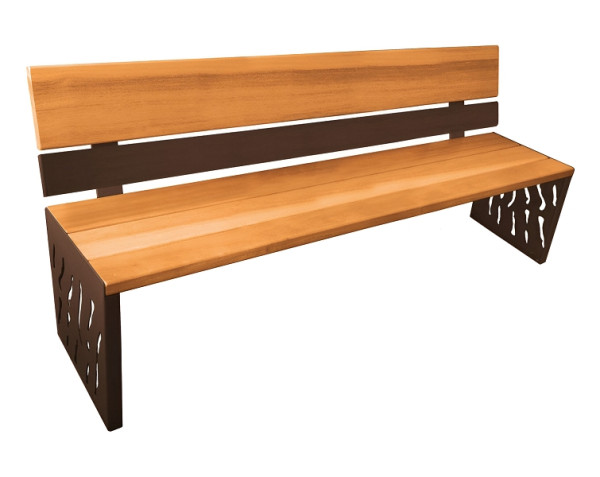Procity Sitzbank Venedig Aus Stahl & Holz, Rücklehne Holz + Stahl, helle Eiche/RAL 8017, 209412.8017.CHEC