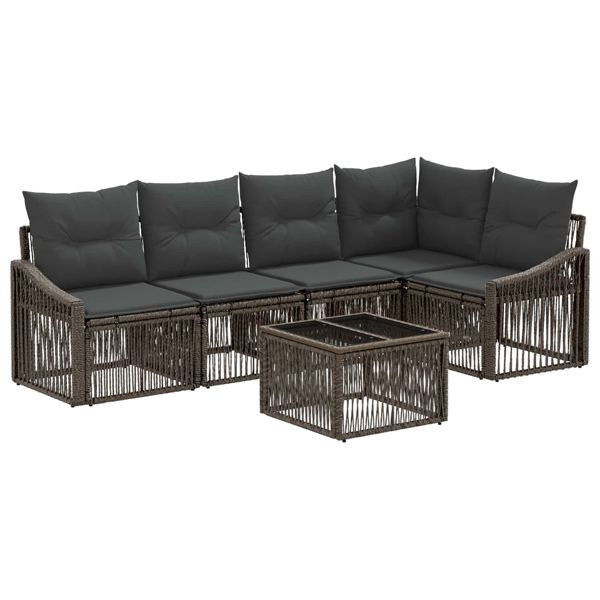 vidaXL Gartensofa-set 6-teilig Grau Poly-Rattan, 3436007