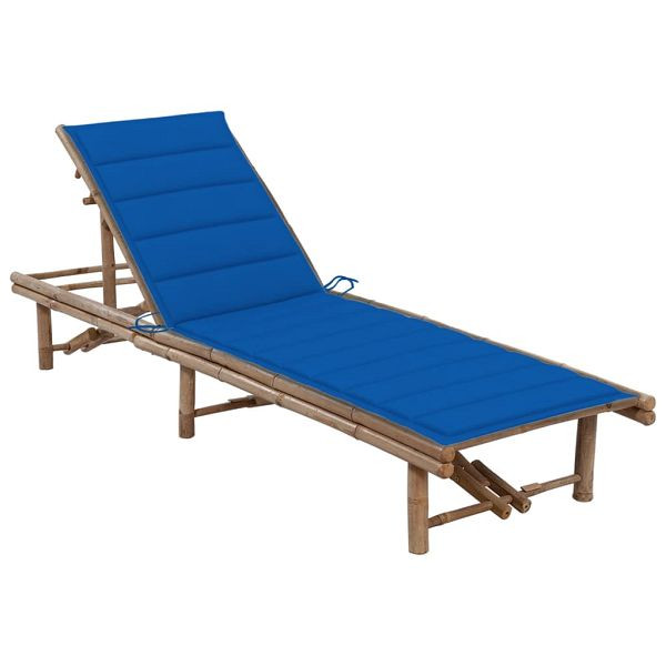vidaXL Garten-Sonnenliege mit Auflage Bambus, Material: Bambus, 3061642
