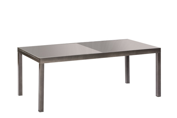 Merxx Semi Ausziehtisch 200 (300) x 110 cm, graphitfarbenes Gestell / graue Glasplatte, Aluminium, 26473-217