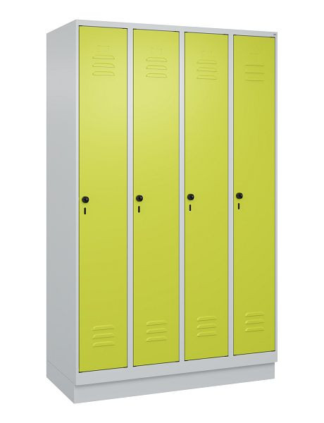 C+P Umkleidespind Classic PLUS mit Mitteltrennwand, Sockel, 4 Abteile, 1950x1200x500mm, 7035/0024, Drehriegel, 080020-40F S10010