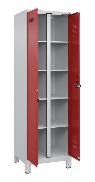 C+P Wäsche-Spind Evolo PLUS, mit Füßen, 2 Abteile, 1950x600x500mm, 7035/3000, Verschluss Drehriegel, 049012-20B S10003