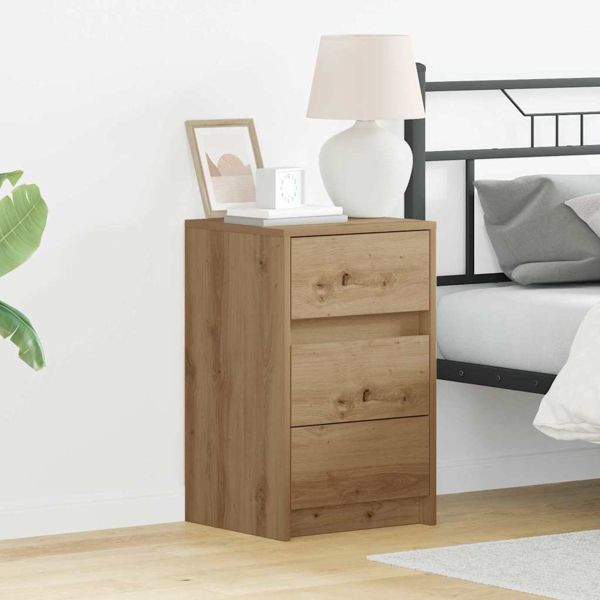 vidaXL Nachttisch Eiche handwerklich 38 x 34 x 61 cm Holzwerkstoff, 868931