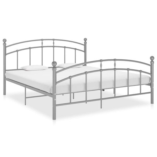 vidaXL Bettgestell Grau Metall 140x200 cm, pulverbeschichtet, 324978