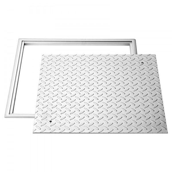 VEVOR Schachtabdeckung mit Rahmen 60x60 cm, Quadratischer, rutschfester Gullydeckel aus Kohlenstoffstahl für Gehwege, Gärten, JGJKJFTSJGJKATG7Y001V0