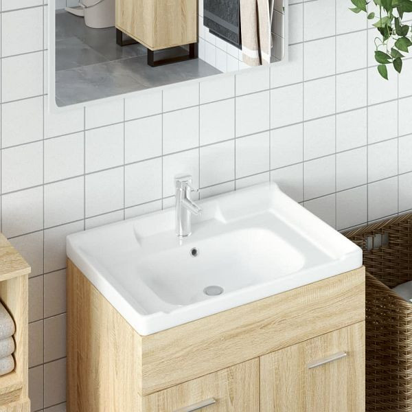 vidaXL Waschbecken Weiß 71x48x23 cm Rechteckig Keramik, 153705