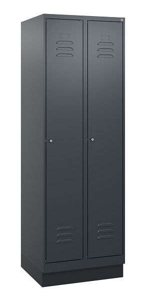 C+P Umkleidespind Classic PLUS, Sockel, 2 Abteile, 1800x600x500mm, 7016/7016, Zylinderschlösser, 0800207-20 S10027