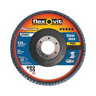 Flexovit MEGA LINE PINK - Tellerfächerschleifscheiben, Durchmesser: 115 mm, Körnung: 80, VE: 10 Stück, 66261150495