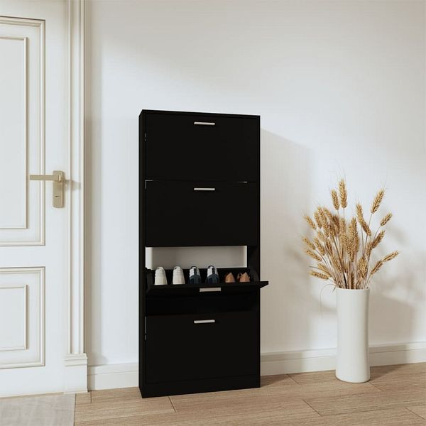 vidaXL Schuhschrank Schwarz 59x17x150 cm Holzwerkstoff, 342520