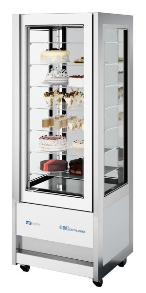 NordCap Panorama-Kühl- / Tiefkühlvitrine CRISTAL TOWER 750 RV TB / TN WHITE, steckerfertig, Umluftkühlung, 4537014175013001