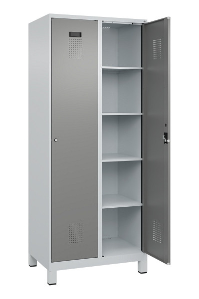 C+P Wäsche-Spind Evolo PLUS, mit Füßen, 2 Abteile, 1950x800x500mm, 7035/0004, Verschluss Zylinderschloss, Ablageböden 8, 049010-22B S10041