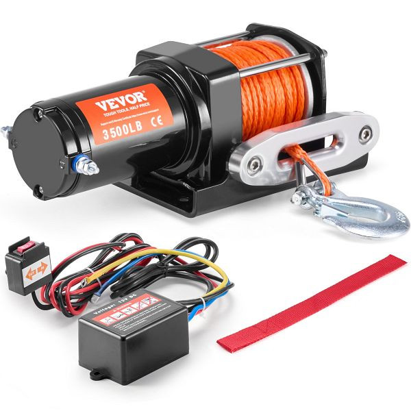 VEVOR Elektrische Seilwinde 12V DC 1588kg Elektrowinde Motorwinde 12-strängig, ATVHCSJPYXYKT38ASV9