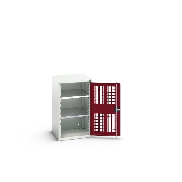 bott verso Flügeltürschrank mit Belüftung, mit 2 Fachböden, BxTxH: 525 x 550 x 900 mm, Lichtgrau / Purpurrot, 16926721.24