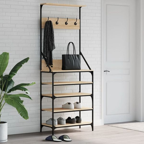 vidaXL Kleiderständer mit Schuhablage Sonoma-Eiche 70x34x184 cm, 837873