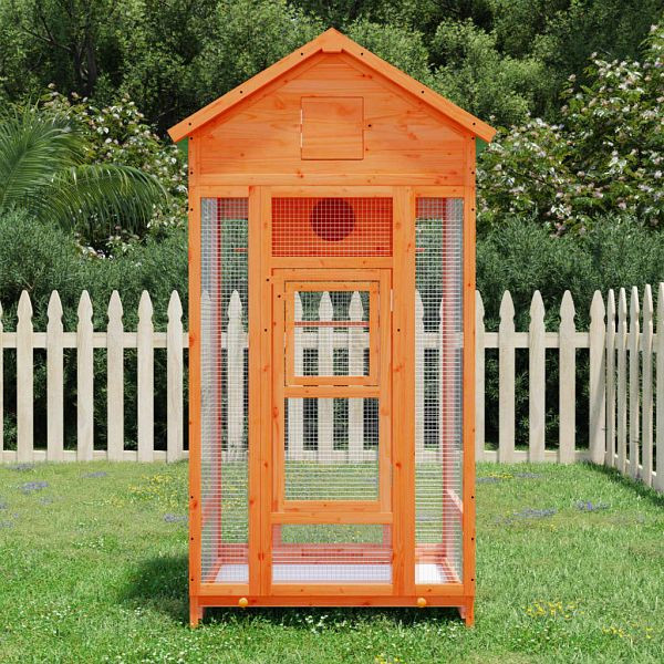 vidaXL Voliere Braun 91,5x53x170 cm Massivholz Kiefer, 172252