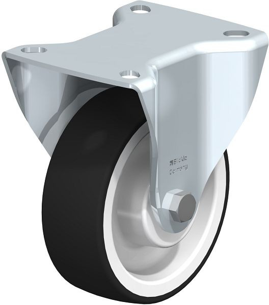 Blickle B-POTH 100R Stahlblech-Bockrolle, mittelschwere Ausführung, mit Anschraubplatte, Thermoplastisches Polyurethan, Grau, 44594