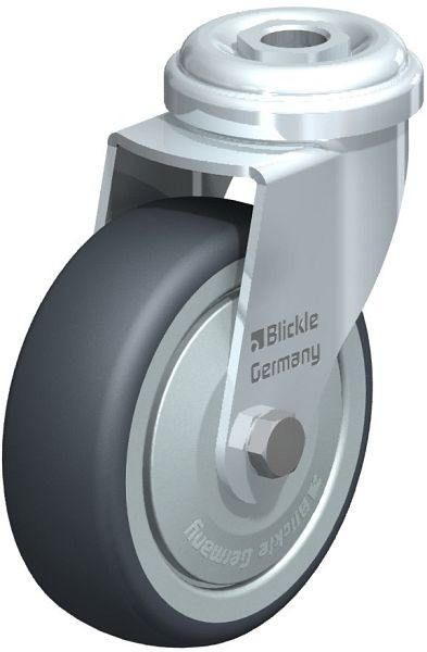 Blickle LRA-TPA 75K-FK Apparate-Lenkrolle mit Rückenloch, Thermoplastisches Gummi-Elastomer, Grau, 332262