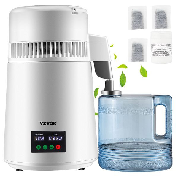 VEVOR Wasserdestilliergerät Wasserdestillierer 4L 750W 1L/Std. Weiß Distiller, D1LH4L1LH220VY79GV2