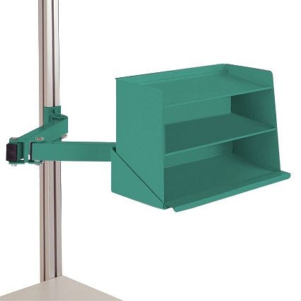 Manuflex Sichtboxen-Regal-Halter-Element für CANTOLAB und ALU mit Doppelgelenk, BxTxH= 435 x 165 x 120 mm, Graugrün, ZB8248.0001