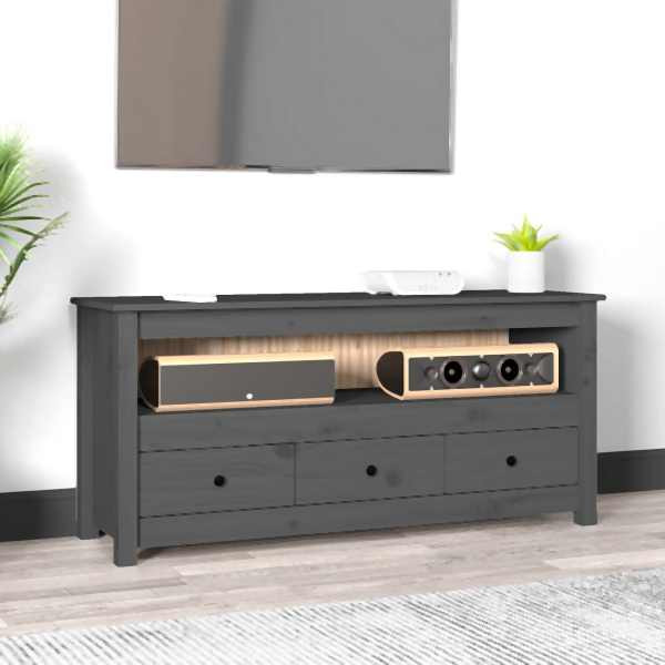 vidaXL TV-Schrank Grau 114x35x52 cm Massivholz Kiefer, 821504