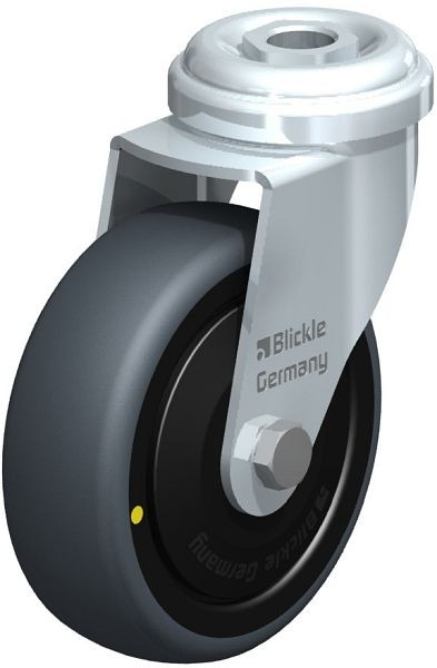 Blickle LRA-TPA 75K-ELS-FK Apparate-Lenkrolle mit Rückenloch, Thermoplastisches Gummi-Elastomer, Grau, 617639