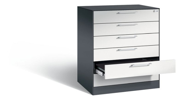 C+P Karteischrank Asisto, H1010xB800xT600mm, Farbe: Schwarzgrau / Lichtgrau, Bügelgriff, 146243-624 S10002