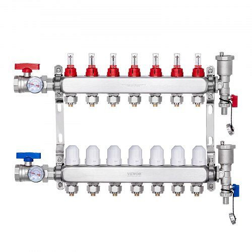 VEVOR 7-Heizkreise Heizkreisverteiler Fußbodenheizung Durchflussanzeiger 5L/min, DRFSQBXG7HLG5ODPQV0