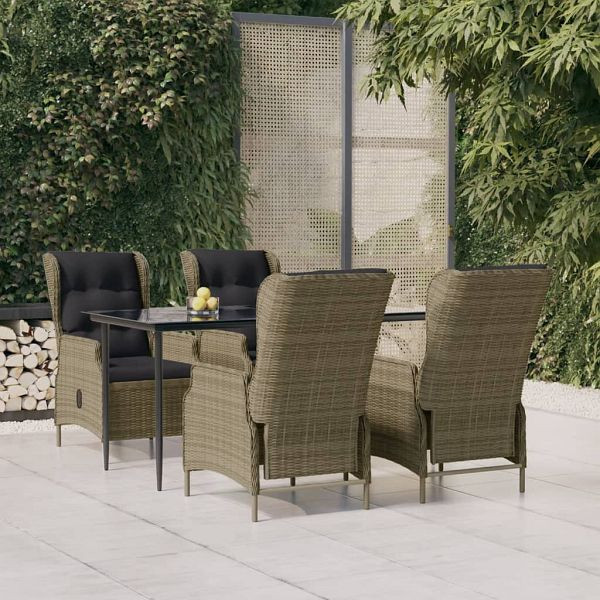 vidaXL 5-teilig Garten-Essgruppe Braun Poly Rattan, 3156810