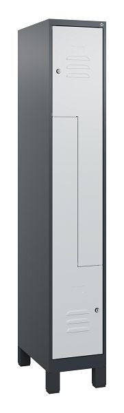 C+P Z-Spind Classic PLUS, Füße, 2 Abteile, 1800x300x500mm, 7016/7035, Zylinderschlösser, 0800137-102 S10028