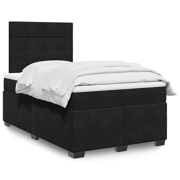 vidaXL Boxspringbett mit Matratze Schwarz 120x190 cm Samt, 3290860