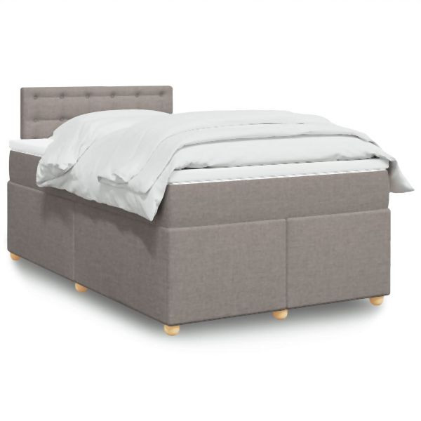 vidaXL Boxspringbett mit Matratze Taupe 120x190 cm Stoff, 3286637