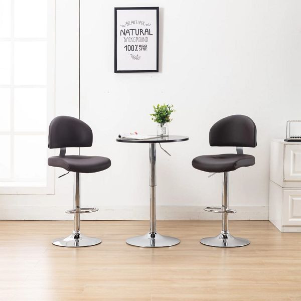 vidaXL Barhocker 2 Stück Braun Kunstleder, Material: Baumwolle: 15%, Polyester: 25%, Polyurethan: 30%, PVC: 30%, 249662