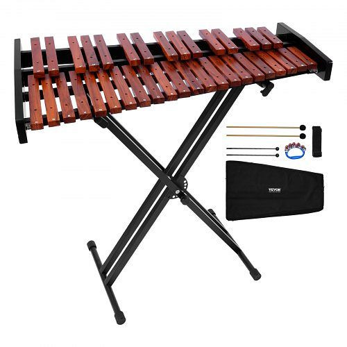 VEVOR Glockenspiel, 37 Noten Xylophon aus Holz, höhenverstellbarer Kohlenstoffstahl-Ständer, 4 Schlägel, Tasche, Set für Anfänger, MTMQ37YFZSYZU86MZ001V0