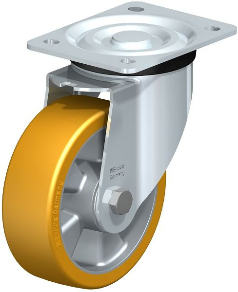 Blickle L-ALTH 150K Stahlblech-Lenkrolle, mittelschwere Ausführung, mit Anschraubplatte, Blickle Extrathane®, Hellbraun, 474726