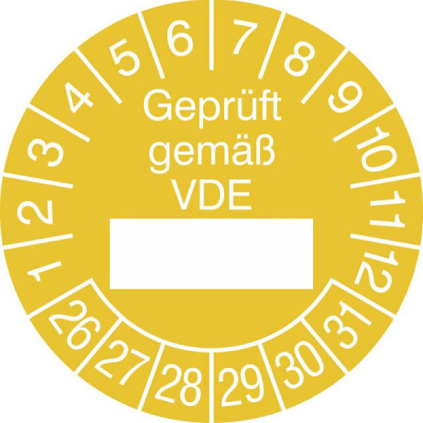 Stein HGS Prüfplaketten mit Jahresfarbe (6 Jahre), gelb, 2026-2031, 31.0807-26