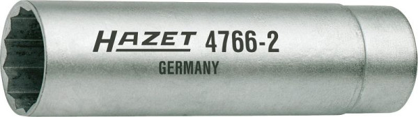 Hazet Zündkerzen-Schlüssel, Vierkant hohl 10 mm (3/8 Zoll), Außen-Doppel-Sechskant Profil, 14 mm, Gesamtlänge: 64 mm, 4766-2