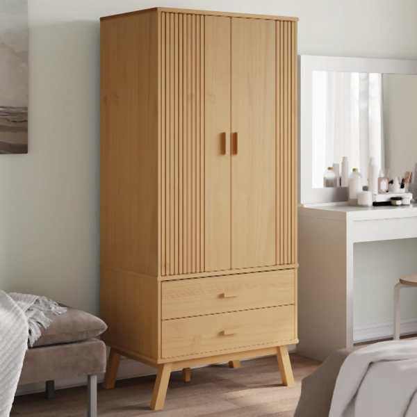 vidaXL Kleiderschrank OLDEN Braun 76,5x53x172 cm Massivholz Kiefer, 358594