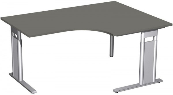 geramöbel PC-Schreibtisch rechts höhenverstellbar, C Fuß Blende optional, 1600x1200x680-820, Graphit/Silber, N-647319-GS