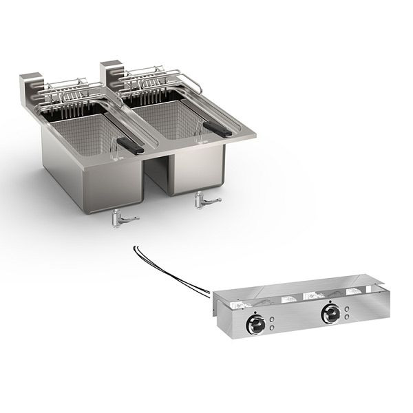 Gastro-Inox drop-in Fritteuse 10+10 Liter 12kW, 60cm mit Anschlusskasten, 160.528