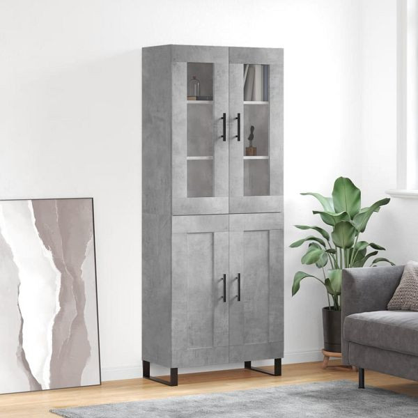 vidaXL Highboard Betongrau 69,5x34x180 cm Holzwerkstoff, 3198365
