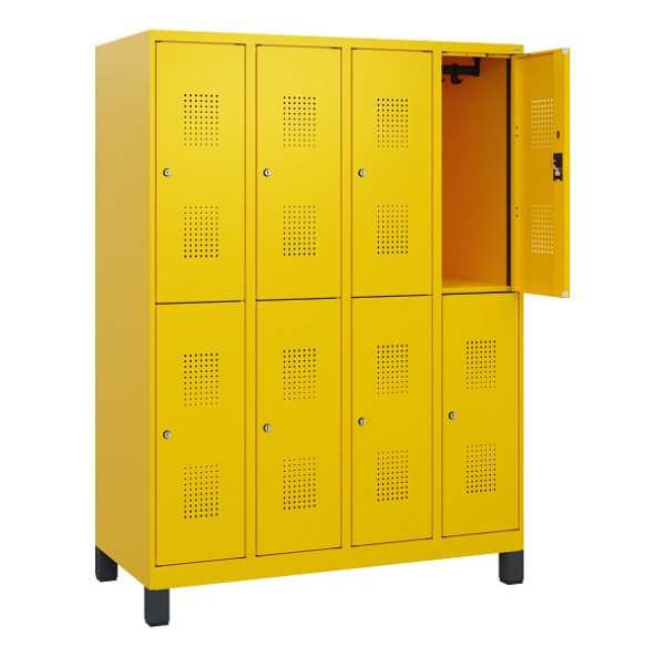 C+P Doppelstöckiger Spind Evolo PLUS, Füße, 8 Fächer, 1630x1200x500mm, 1023/1023, Zylinderschloss, 0493105-40 S10062