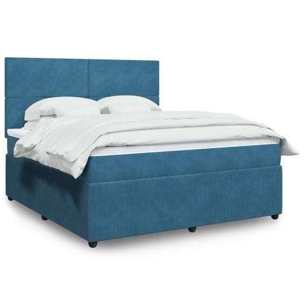 vidaXL Boxspringbett mit Matratze Dunkelblau 180x200 cm Samt, 3292404