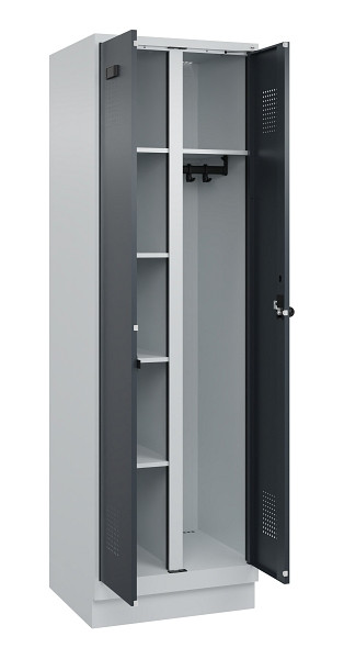 C+P Wäsche-/Garderobenspind Evolo PLUS, mit Sockel, 2 Abteile, 1950x600x500mm, 7035, RAL 7016 Anthrazitgrau, Drehriegel, 049620-20 S10012