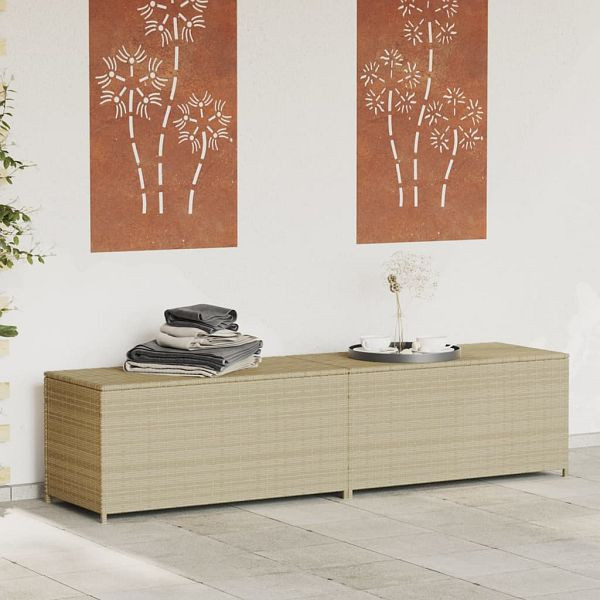 vidaXL Gartentruhe Beige 469L Poly Rattan, 365331, 8721012243736