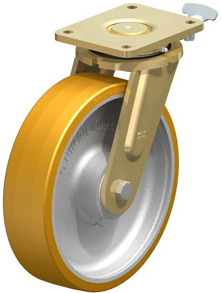 Blickle LS-GTH 302K-RI4 Stahlgeschweißte Schwerlast-Lenkrolle, schwere Drehkranz-Ausführung, Blickle Extrathane®, Hellbraun, 343681