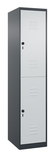 C+P Doppelstöckiger Spind Classic PLUS, 1850x400x500mm, 7016/7035, Drehriegel, 080300-12 S10011