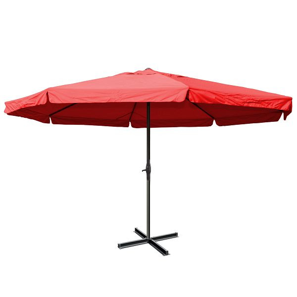 Mendler Sonnenschirm Meran Pro, Gastronomie Marktschirm mit Volant Ø 5m Polyester/Alu 28kg, bordeaux ohne Ständer, 34346